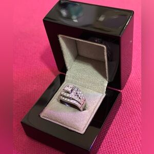 Fine Natural Diamond Princess Cut 14k White Gold Ring